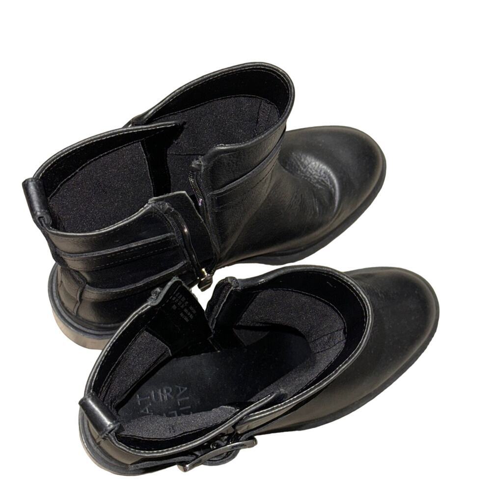 Naturalizer Trina Leather Moto Buckle Block Heel Boots Black Size 8 - Picture 5 of 7